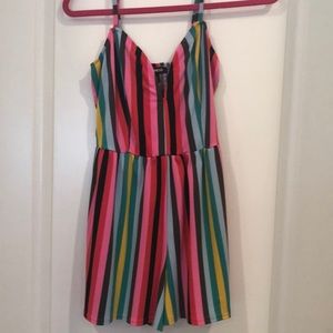 Striped shorts romper